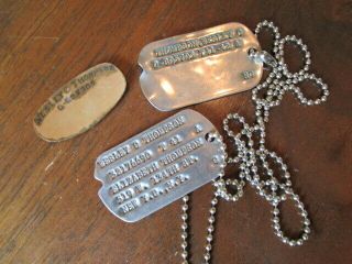 Wwii Us Army Air Corp Early T41 Dog Tag Set & Id Bracelet