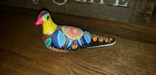 Vintage Mexican Folk Art Hand Painted Tonala Bird