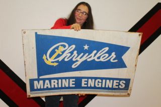 Large Chrysler Marine Engines Outboard Boat Motor Fishing Gas Oil 36 " Metal Sign