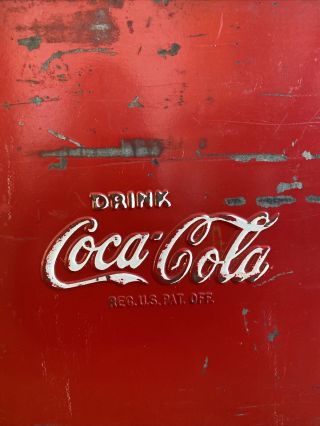 Vintage Coca Cola Coke Metal Cooler Chest With Sandwich Tray Inside 2