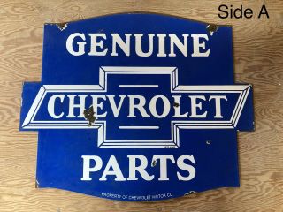Chevrolet Parts Double Sided Porcelain Sign