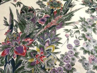 007qFF 1973D Silk Fabric Vintage Japanese kimono Hand Painted Flower 2