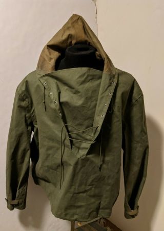 Wwii Us Navy Pullover Tie Front Foul Weather Rain Deck Jacket Size Large