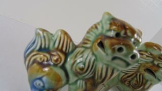 Pair Vintage Chinese Asian Ceramic Foo Dogs Fu Lions 4” 3