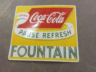 Porcelain Coca Cola Fountain Enamel Sign 28 