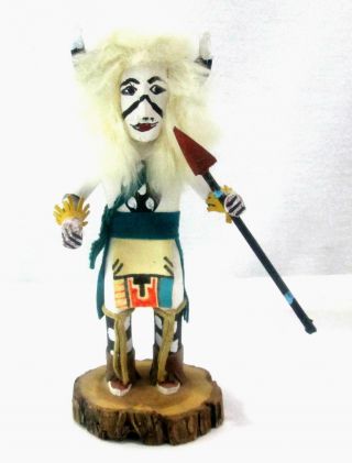 Kachina Doll White Buffalo By Chavez Wood & Leather Miniature Hunter Figurine