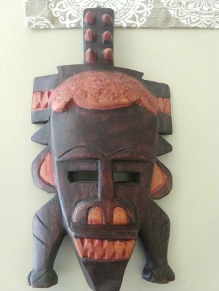 Vintage African Hand Made Carved Wood Wooden Kenya Mask Disney World