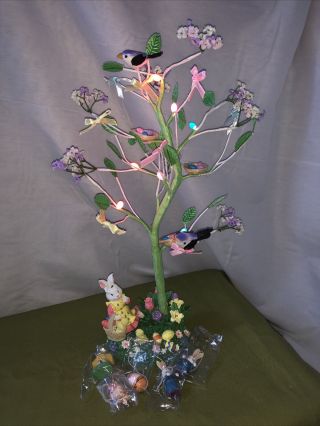 Vintage Avon Festive Easter Bunny Rabbit Light Up Tree Decorations Box 17 "