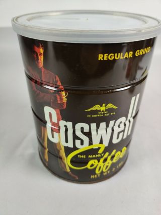 Vintage Caswell The Manly Coffee Tin 2 Pound Can