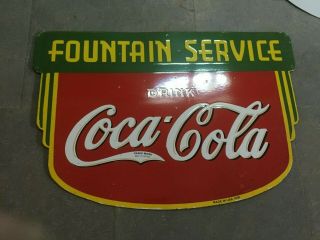 Porcelain Coca Cola Fountain Service Enamel Sign 36 " X 24 " Inches Double Sided