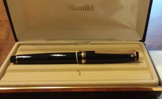 Pilot Namiki Falcon Black Fountain Pen & Never Inked 14k Sm Nib Case Box