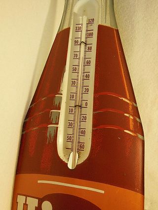 VINTAGE LARGE HIRES ROOTBEER BOTTLE THERMOMETER TIN SIGN 28.  5 