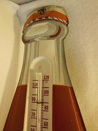 VINTAGE LARGE HIRES ROOTBEER BOTTLE THERMOMETER TIN SIGN 28.  5 