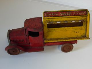 Vintage 1920 - 30 Metalcraft Coke Coca - Cola Bottle Truck Pressed Metal Early Toy