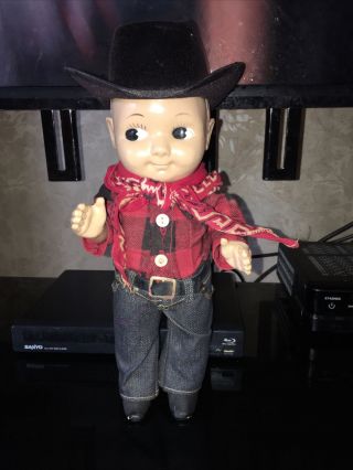 Vintage Buddy Lee Doll Advertising Cowboy Doll 13 In Hard Plastic
