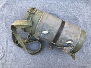 Wwii German Gas Mask Canister W/ Straps And Sheet Bag Named