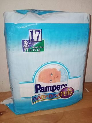 Vintage pampers boy baby dry maxi plus 8 - 19 kg17 plastic diapers 6