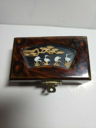 Vintage Chinese Hand Crafted Cork Diorama Jewelry Trinket Box