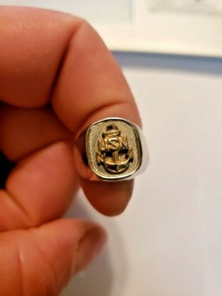 Vtg Ww Ii Ww 2 Era United States Navy Usn Sterling Silver Ring Size 7.  5