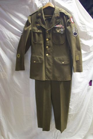 Ww2 Us Army 4 Pocket Wool Jacket 39r And Pants W33