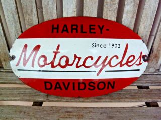 Harley 1903 Porcelain Sign Vintage Motorcycle Advertising 20 " Collectible