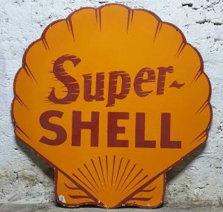 Large Shell Porcelain Enamel Double Sided Sign
