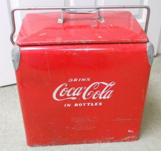 Vintage Metal Drink Coca Cola In Bottles Cooler