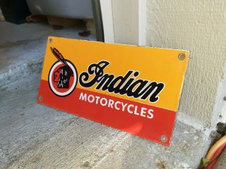 c.  1950s Vintage Indian Motorcycles Sign Ingram Richardson Stamped Cool 2