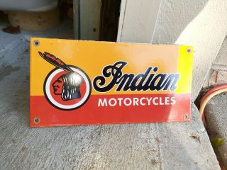 c.  1950s Vintage Indian Motorcycles Sign Ingram Richardson Stamped Cool 3