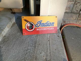 c.  1950s Vintage Indian Motorcycles Sign Ingram Richardson Stamped Cool 5