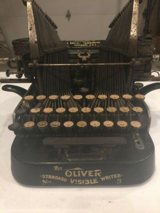 Vintage Oliver 3 Typewriter With Base And Cover 1902 - 1906