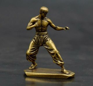Solid Brass Bruce Lee Statue Figurine Sculpture Kung Fu Figure Decor