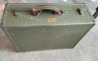 Vintage 1940 ' s WWII Green US Navy Seapack by Hartmann Suitcase All 2