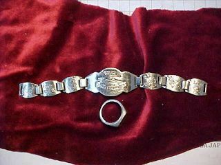 Wwii 1944 Naples Italy Gi Souvenir Bracelet / Ring Set