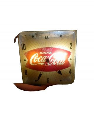 Vintage Coca Cola Pam Light Up Clock Old Diner Soda Fountain