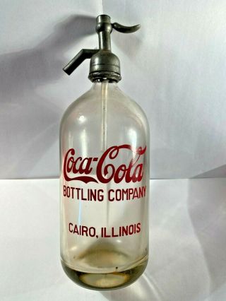 K2) Vintage Coca Cola Seltzer Bottle Soda Fountain Cairo Il Bottling Co