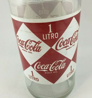 1960 ' s Coca - Cola Diamond Logo Spanish Spain Bottle,  1 Liter,  With Cap 5