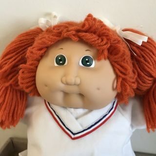 Vintage Cabbage Patch Kid 16” Cpk Doll Red Hair Green Eyes Tennis Clothes 1984