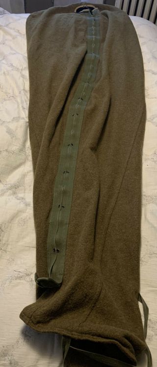 Vintage 40s Wwii Ww2 Date 1945 Olive Wool U.  S Army Military Sleeping Bag