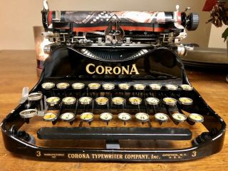 Vintage Corona No.  3 Folding Typewriter In Case/1917