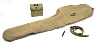 Ww2.  30 M1 Carbine Sling Oiler Buttstock Pouch & Fleece Case Khaki Dated 1942