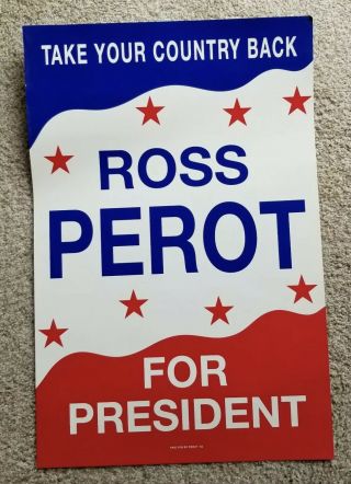 Vintage 1992 Ross Perot For President Campaign Poster
