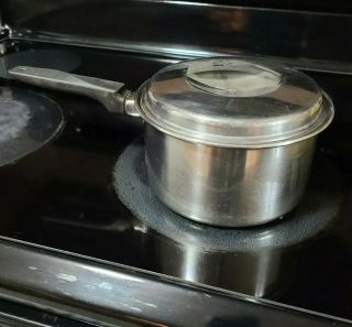 Vintage Ekco Flint Stainless Steel 2 Quart Sauce Pan With Lid Radiant Heat Core