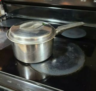 Vintage Ekco Flint Stainless Steel 2 Quart Sauce Pan With Lid Radiant Heat Core 2