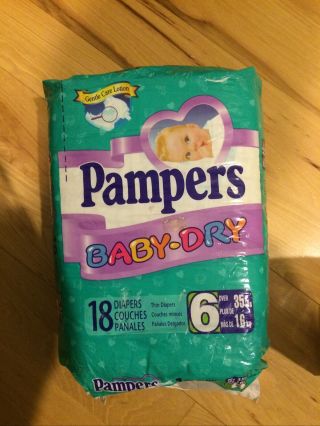 Vintage,  Cloth Backed Pampers Baby - Dry Open Package Size 6 W/ All 18 Remaining