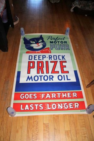 Large Deep Rock Prize Motor Oil Poster Vintage 1940s Gas Station Advertising 6