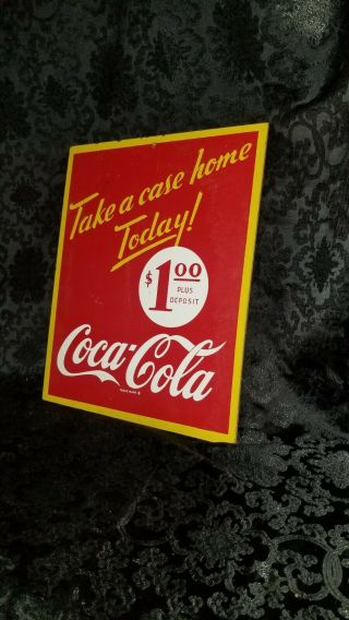 1940s Coca Cola Masonite Take Home A Case Deposit Sign 2