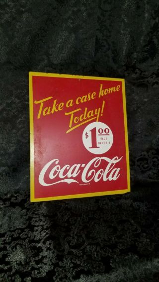 1940s Coca Cola Masonite Take Home A Case Deposit Sign 4