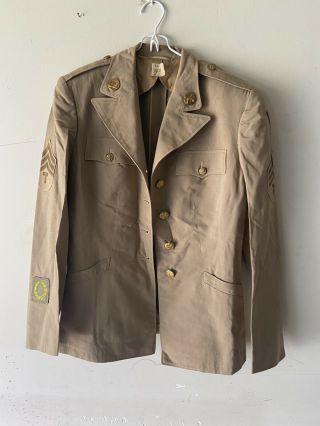 Vintage 1940s Wwii Women’s Shirt Jacket 16r Military Patches