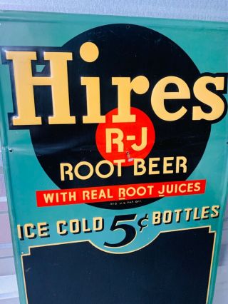 Vintage Hires R - J Root Beer Embossed Metal Sign Advertisement 30”x15”